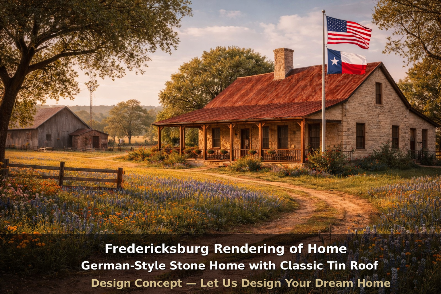 Custom Home Design Fredericksburg - German-Style Stone Home